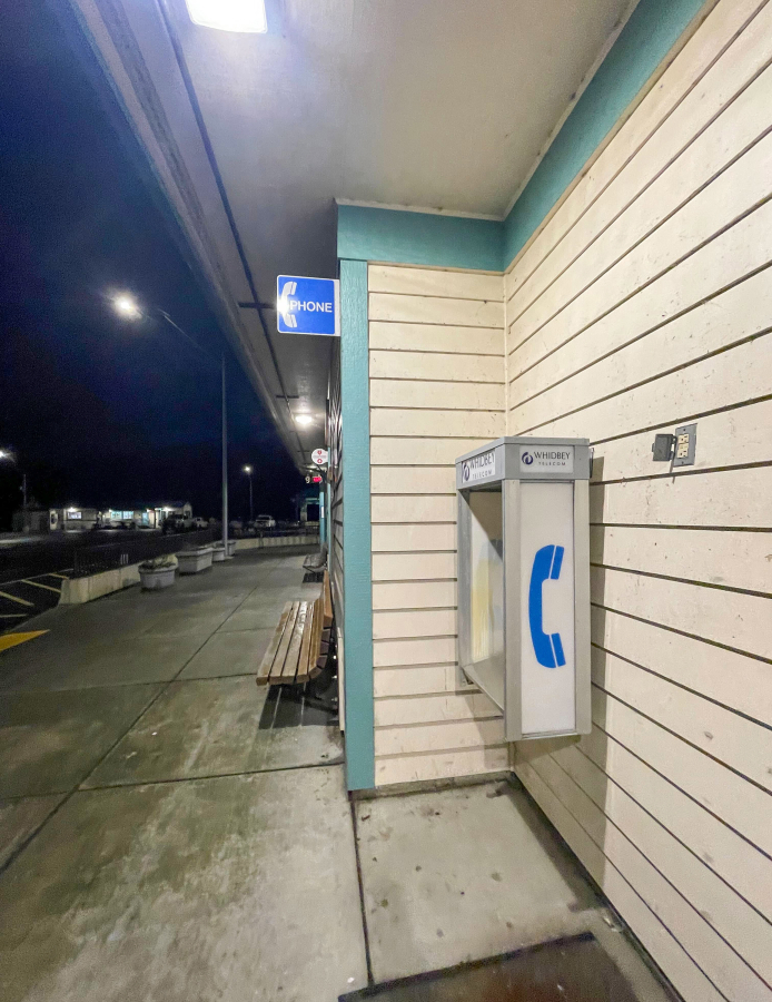 A payphone at the Clinton ferry terminal on Whidbey Island.
