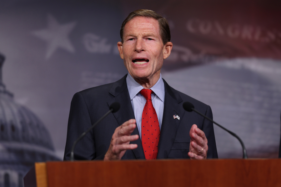 U.S. Sen. Richard Blumenthal, D-Conn., speaks Nov. 14 at the U.S. Capitol in Washington. Blumenthal sponsored a bill that would require online platforms and social media apps to exercise a duty of care and take steps to mitigate harm for minors using their platforms.