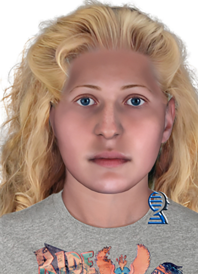 A composite rendering shows a 1992 Jane Doe murder victim.