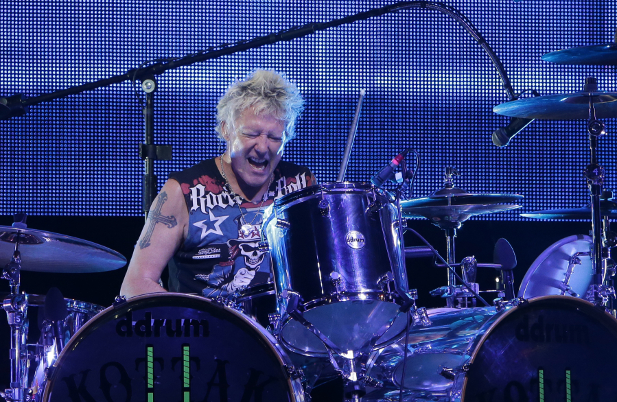 James Kottak, drummer for the heavy metal band Scorpions, performs during the Byblos music festival in the coastal town of Byblos, north of Beirut, Lebanon, on July 26, 2013.