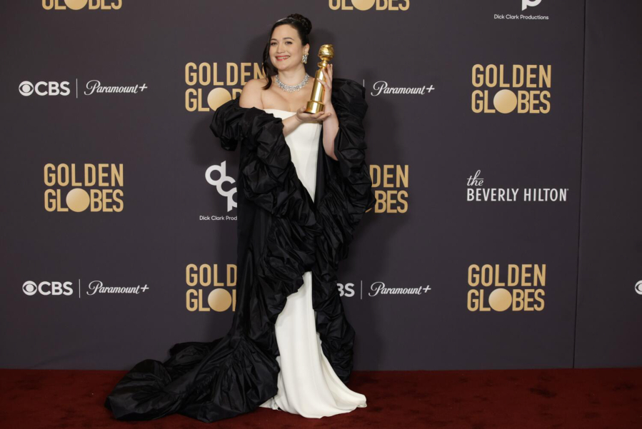 Lily Gladstone in the press room at the 81st Annual Golden Globe Awards at the Beverly Hilton on Jan. 7 in Beverly Hills, Calif.