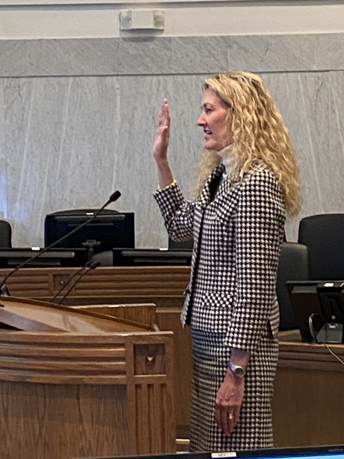 Tessa Gorman is sworn in as the new U.S. attorney for the Western District of Washington. Gorman has served 23 years with the office and she called it a privilege to be tasked with leading it. (Photo contributed by the U.S.