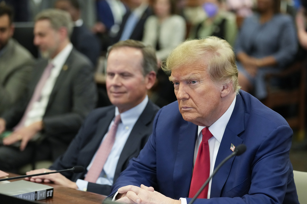Former President Donald Trump sits in the courtroom before the start of closing arguments in his civil business fraud trial at New York Supreme Court, Thursday, Jan. 11, 2024, in New York.