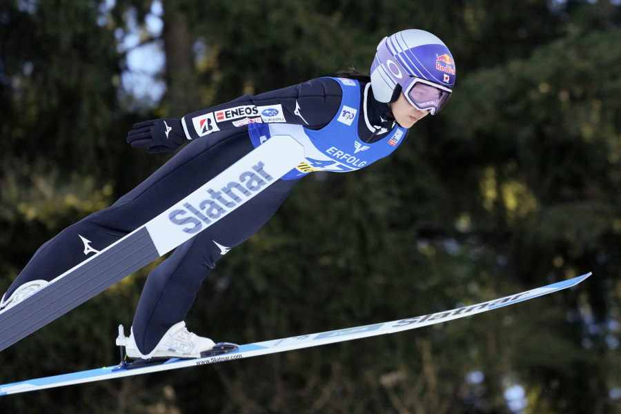 Japan&rsquo;s Sara Takanashi competes at the Women Normal Hill Individual Ski Jumping World Cup event in Villach, Austria, Thursday, Jan. 4, 2024.