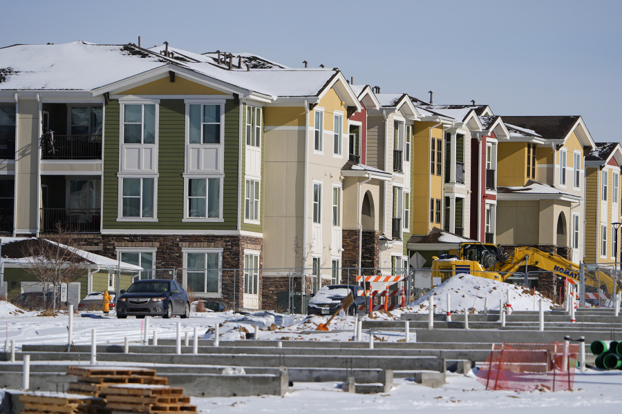 The site of a new condominium development Tuesday, Jan. 16, 2024, in northeast Denver.