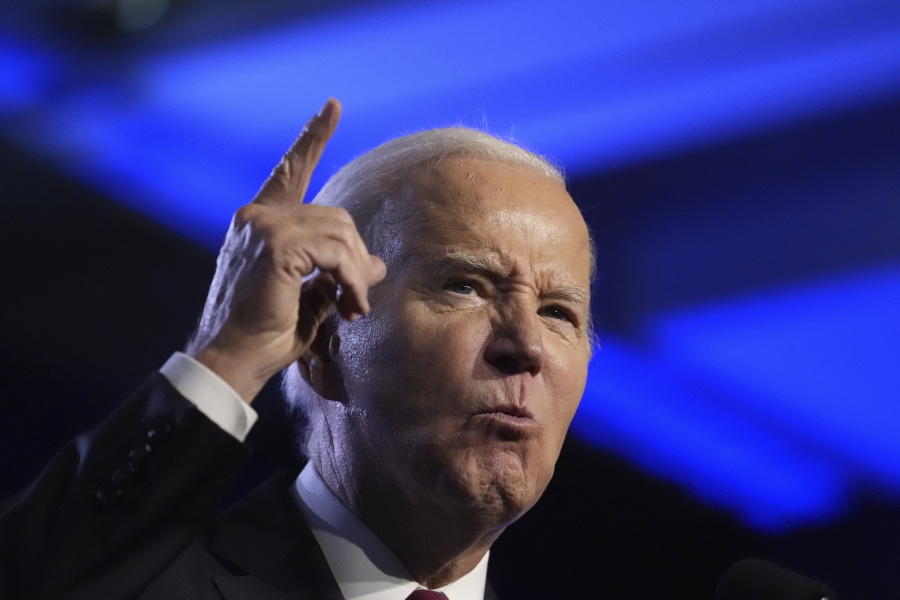 President Joe Biden speaks during a United Auto Workers&rsquo; political convention, Wednesday, Jan. 24, 2024, in Washington.