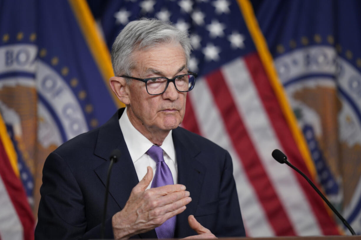 File - Federal Reserve Board Chair Jerome Powell speaks during a news conference about the Federal Reserve&rsquo;s monetary policy at the Federal Reserve, Dec. 13, 2023, in Washington. The Federal Reserve will meet on January 31.