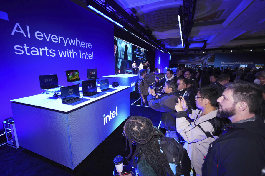 IMAGE DISTRIBUTED FOR INTEL - Intel debuts the latest AI PCs powered by the Intel Core Ultra mobile processor family &ndash; with partners including Acer, ASUS, Dell, HP, Lenovo, and MSI at Intel&rsquo;s Open House at the Consumer Electronic Show on Monday, Jan. 8, 2024 in Las Vegas.