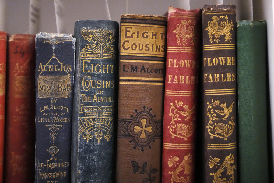 A selection of Louisa May Alcott books are archived at the American Antiquarian Society, a national research library of pre-20th century American history and culture, Jan. 9, in Worcester, Mass.