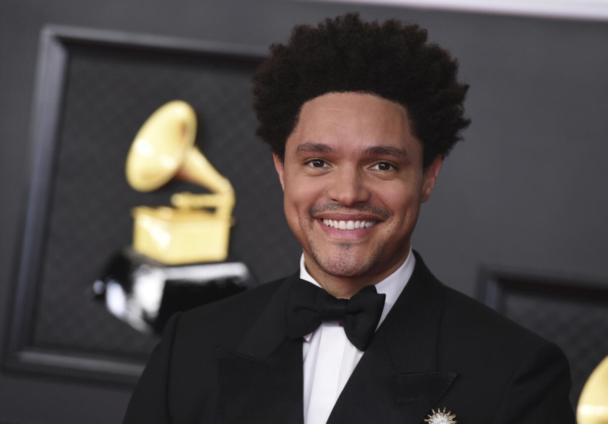 Trevor Noah appears at the 63rd annual Grammy Awards in Los Angeles on March 14, 2021. Noah will host the 66th annual Grammy Awards on Sunday at the Crypto.com Arena in Los Angeles.