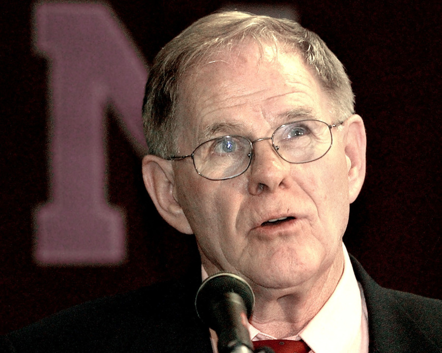 FILE - University of Montana athletic director Don Read speaks during a news conference May 27, 2004, in Missoula, Mont. Read, who helped build Montana into an FCS powerhouse and led the team to its first national championship in 1995, died Wednesday, Jan. 3, 2024, just days before the Grizzlies were set to play for a third title on Sunday against South Dakota State. He was 90.