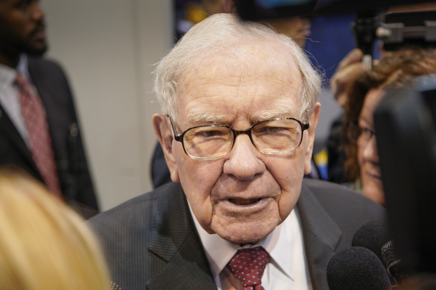FILE - Warren Buffett, Chairman and CEO of Berkshire Hathaway, during a tour of the CHI Health convention center where various Berkshire Hathaway companies display their products, before presiding over the annual shareholders meeting in Omaha, Neb., Saturday, May 4, 2019.  Buffett topped The Chronicle of Philanthropy&rsquo;s annual list of the biggest charitable donations in 2023, with his $541.5 million gift to the Susan Thompson Buffett Foundation.