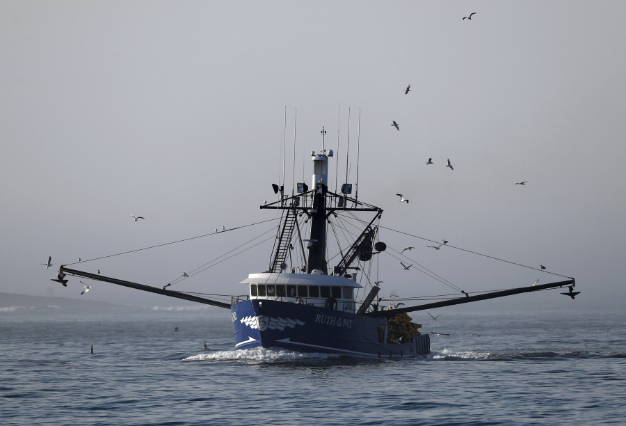 FILE - The Ruth &amp; Pat, a herring seine boat, motors out of the fog, July 27, 2018, off the coast of South Portland, Maine. Conservative and business interests that want to limit the power of regulators think they have a winner in the Atlantic herring and the boats that sweep the modest fish into their holds by the millions. In a Supreme Court term increasingly dominated by cases related to Donald Trump, the justices are about to take up lower-profile but vitally important cases that could rein in government regulations across a wide range of American life.  (AP Photo/Robert F.