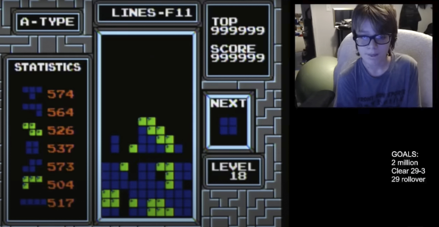 13-year-old Willis Gibson plays a game of Tetris. Gibson, who in late December became the first player to officially &ldquo;beat&rdquo; the original Nintendo version of the game, is known as &ldquo;blue scuti&rdquo; in the gaming world.
