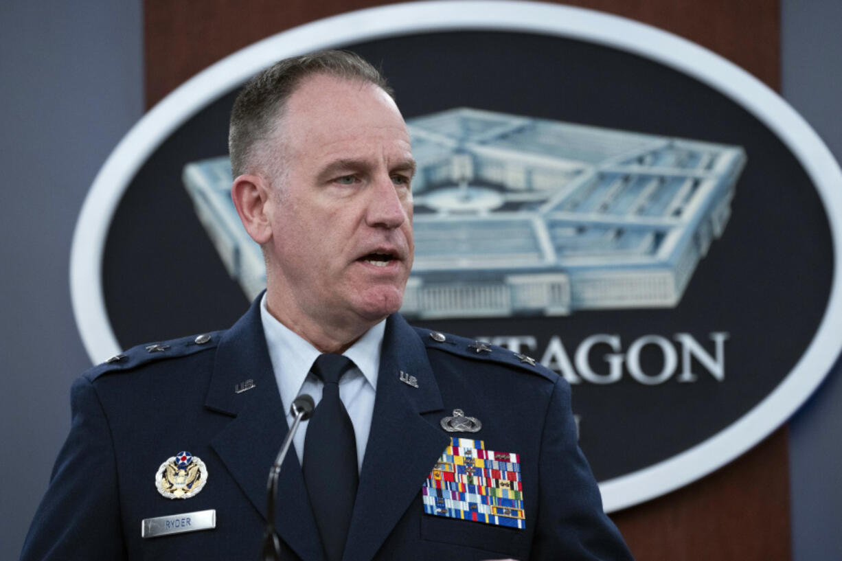 Pentagon spokesman Air Force Maj. Gen. Patrick Ryder, speaks during a briefing at the Pentagon in Washington, Tuesday, Jan. 30, 2024.