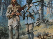 York, a slave in bondage to William Clark during the voyage of the Corps of Discovery, is depicted in this 1912 painting, &ldquo;Lewis and Clark at Three Forks,&rdquo; by E.S. Paxson. No actual image of York is known to exist.