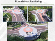 An example of what a mini-roundabout could look like at Lake Road and Sierra Street in Camas.