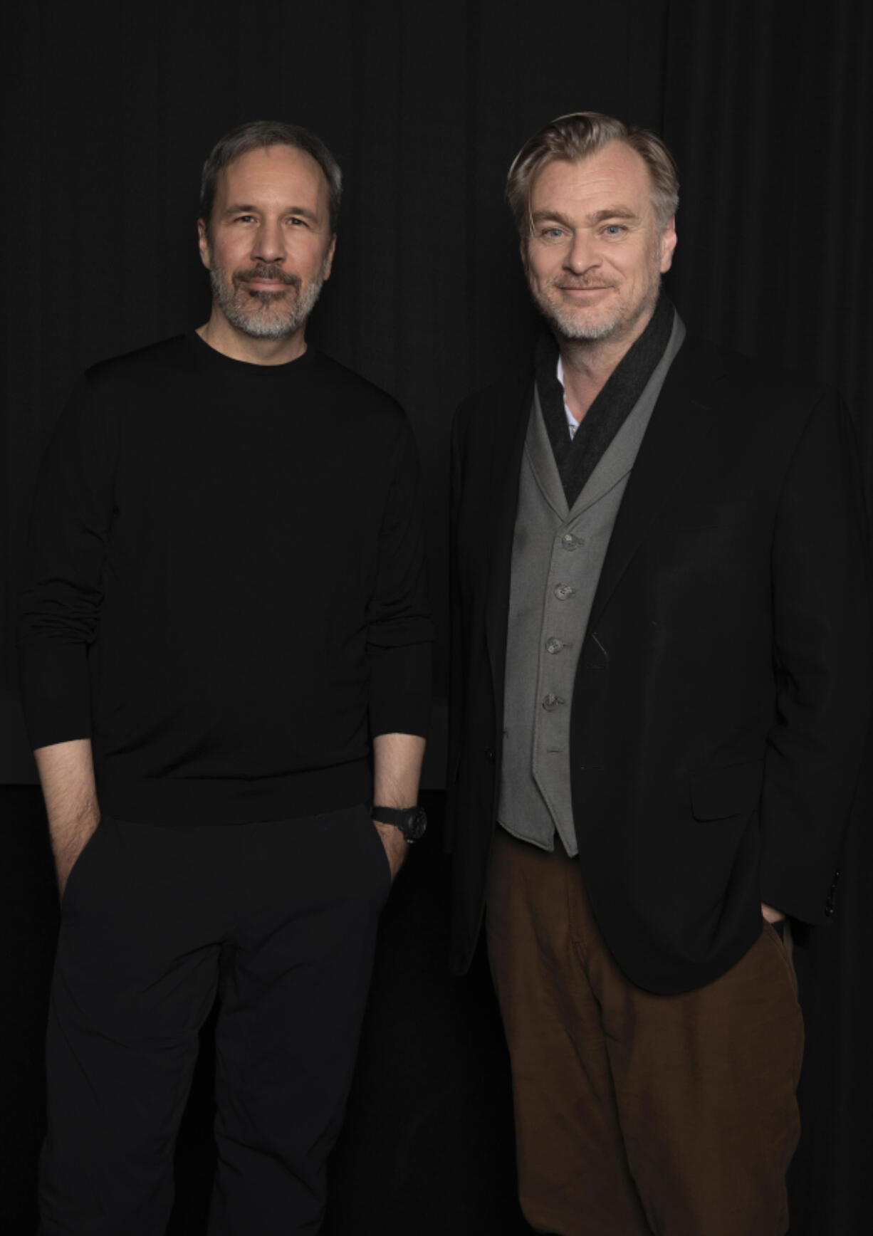 Denis Villeneuve, left, and Christopher Nolan on Feb. 2 in Los Angeles.