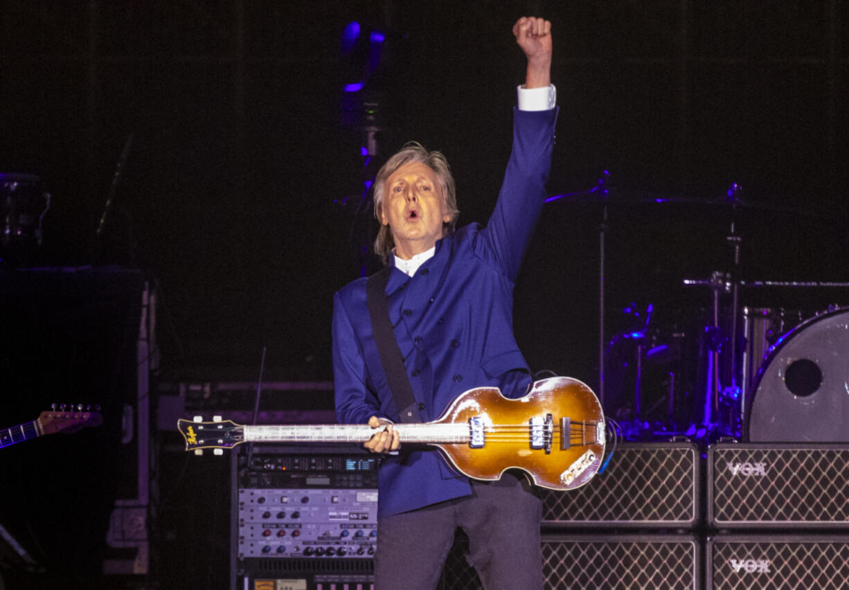 Paul McCartney performs May 13, 2022, at SoFi Stadium on in Inglewood, Calif.
