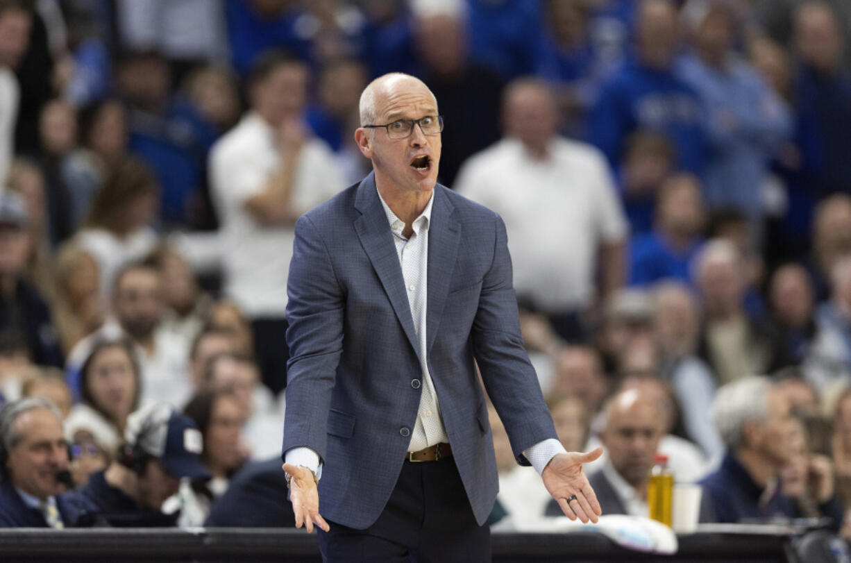 UConn coach Dan Hurley, as well as fans, may get frustrated by the NCAA committee that selects the men&#039;s basketball tournament bracket. (AP Photo/Rebecca S.