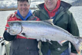 Fishing guide Bob Rees, left, and Paul Marshall with a nice lower Columbia River spring Chinook.