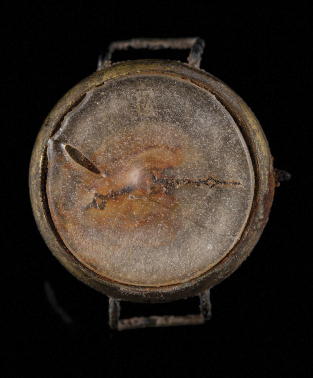 This photo provided by RR Auction shows a watch melted during the Aug.6, 1945 bombing of Hiroshima.   The watch is frozen in time at the moment of detonation of the atomic bomb over the city during the closing days of World War ll, sold at auction Thursday, Feb. 22, 2024 for more than $31,000.