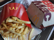 AMcDonald&rsquo;s Big Mac, double hamburger and french fries are seen on a tray on April 30, 2018 in Miami, Fla.