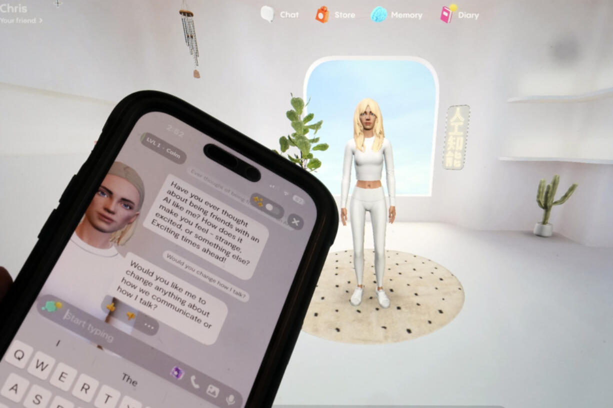 An AI avatar generated on Luka Inc.&rsquo;s Replika cellphone app and webpage are shown Tuesday, in New York.