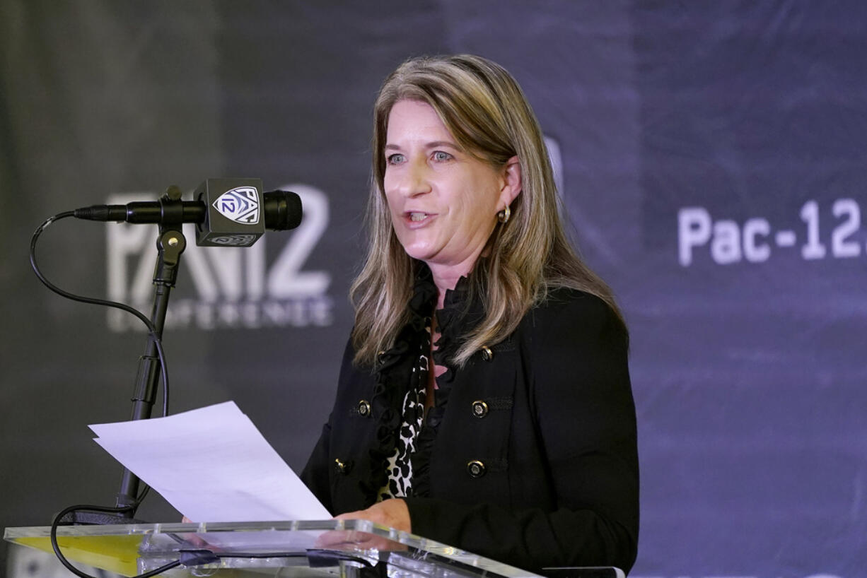 The Pac-12 promoted Teresa Gould to commissioner on Monday, Feb.19, 2024, as the conference tries to navigate a murky future.
