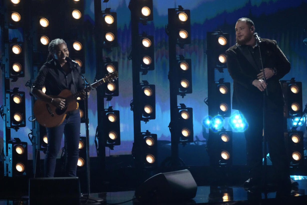 Tracy Chapman, left, and Luke Combs perform &ldquo;Fast Car&rdquo; during the 66th annual Grammy Awards on Sunday, Feb. 4, 2024, in Los Angeles.