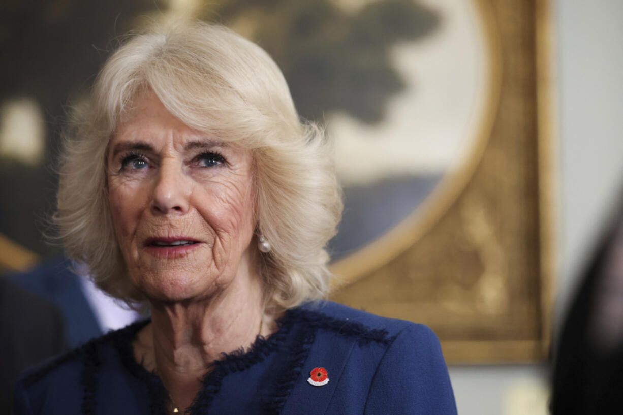 Britian&rsquo;s Queen Camilla attends a reception Thursday at Clarence House to celebrate The Poppy Factory anniversary, which was founded in the aftermath of the First World War, in central London. Queen Camilla, once seen as the scourge of the House of Windsor, the woman at the heart of King Charles III&rsquo;s doomed marriage to the late Princess Diana, has emerged as one of the monarchy&rsquo;s most prominent emissaries.