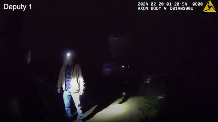 A screenshot from a Clark County sheriff's deputy body-worn camera in a shooting on Feb. 20 that left one man dead.