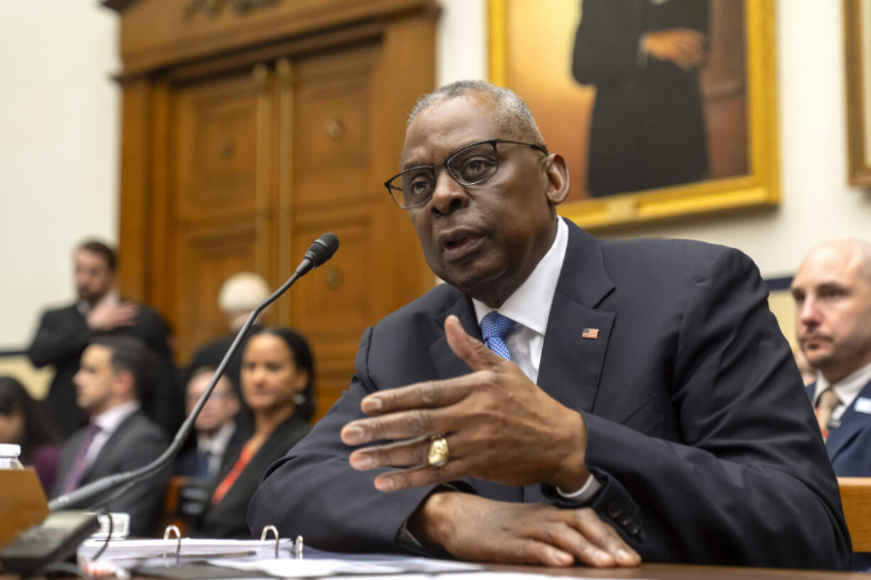 Secretary of Defense Lloyd Austin speaks Thursday during a hearing of the House Armed Services Committee on Capitol Hill.