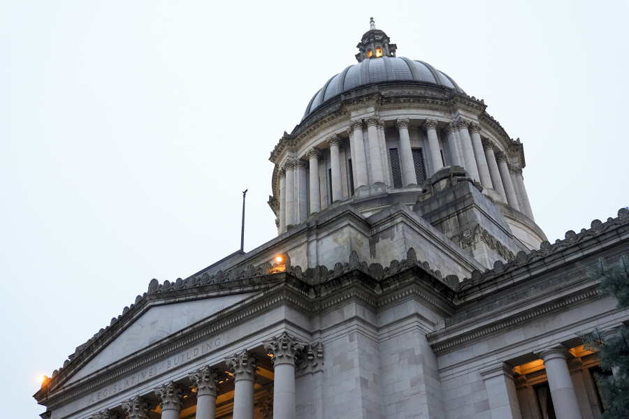 The Washington State Capitol building is seen on the first day of the legislative session, Jan. 8, in Olympia.