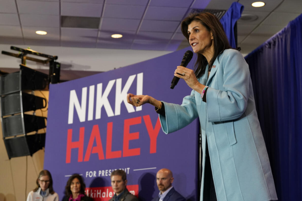 Republican presidential candidate former UN Ambassador Nikki Haley speaks at a campaign event, Thursday, Feb. 29, 2024, in Richmond, Va.