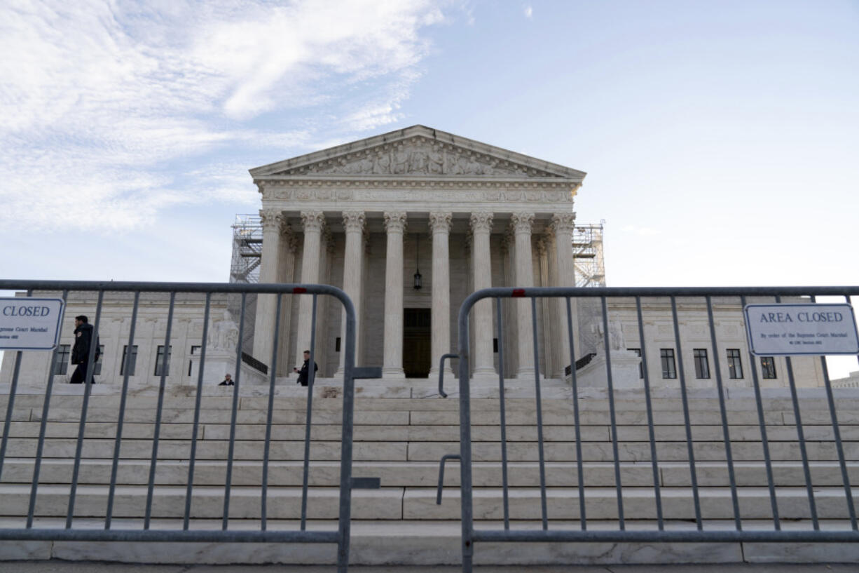 The U.S. Supreme Court is seen, Thursday, Feb. 8, 2024, in Washington. The U.S. Supreme Court on Thursday will take up a historic case that could decide whether Donald Trump is ineligible for the 2024 ballot under Section 3 of the 14th Amendment.