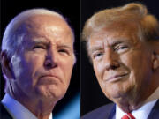 FILE - This combo image shows President Joe Biden, left, Jan. 5, 2024, and Republican presidential candidate former President Donald Trump, right, Jan. 19, 2024.