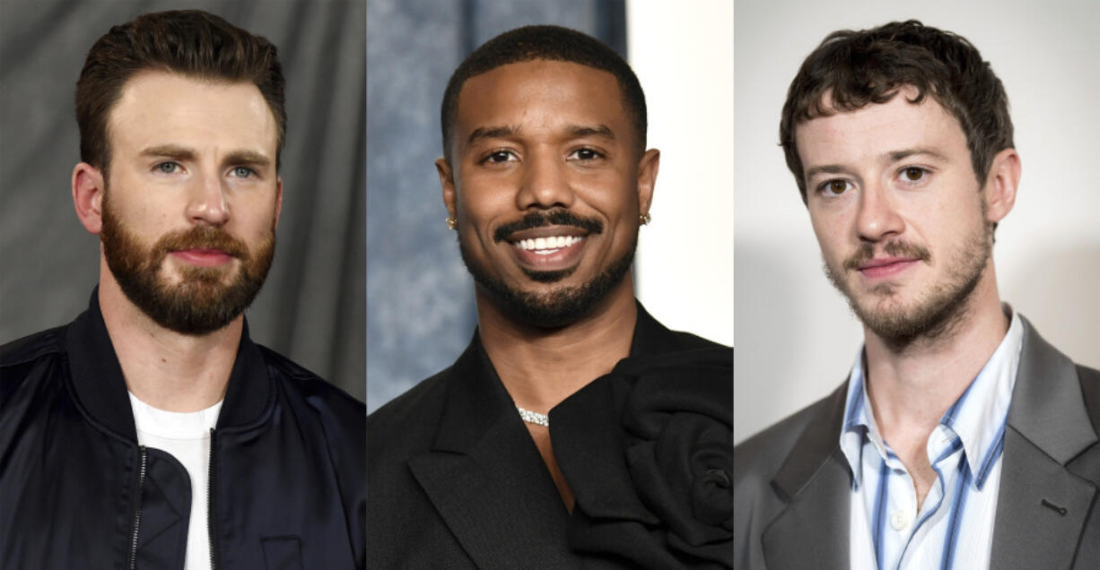 This combination of photos shows Chris Evans, left, Michael B. Jordan, center, and Joseph Quinn.  A reboot of &ldquo;The Fantastic Four&rdquo; has Quinn cast as Johnny Storm/The Human Torch, a role portrayed by Evans and Jordan in previous films.