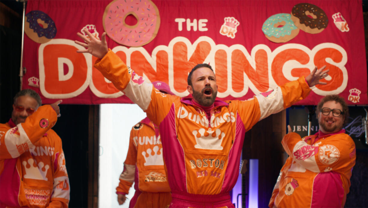 This photo provided by Dunkin&rsquo; shows Ben Affleck in a still from the company&rsquo;s 2024 Super Bowl NFL football game ad campaign.