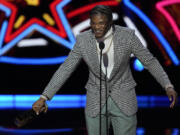 Baltimore Ravens&rsquo; Lamar Jackson, AP Most valuable player speaks during the NFL Honors award show ahead of the Super Bowl 58 football game Thursday, Feb. 8, 2024, in Las Vegas. The San Francisco 49ers face the Kansas City Chiefs in Super Bowl 58 on Sunday. (AP Photo/David J.