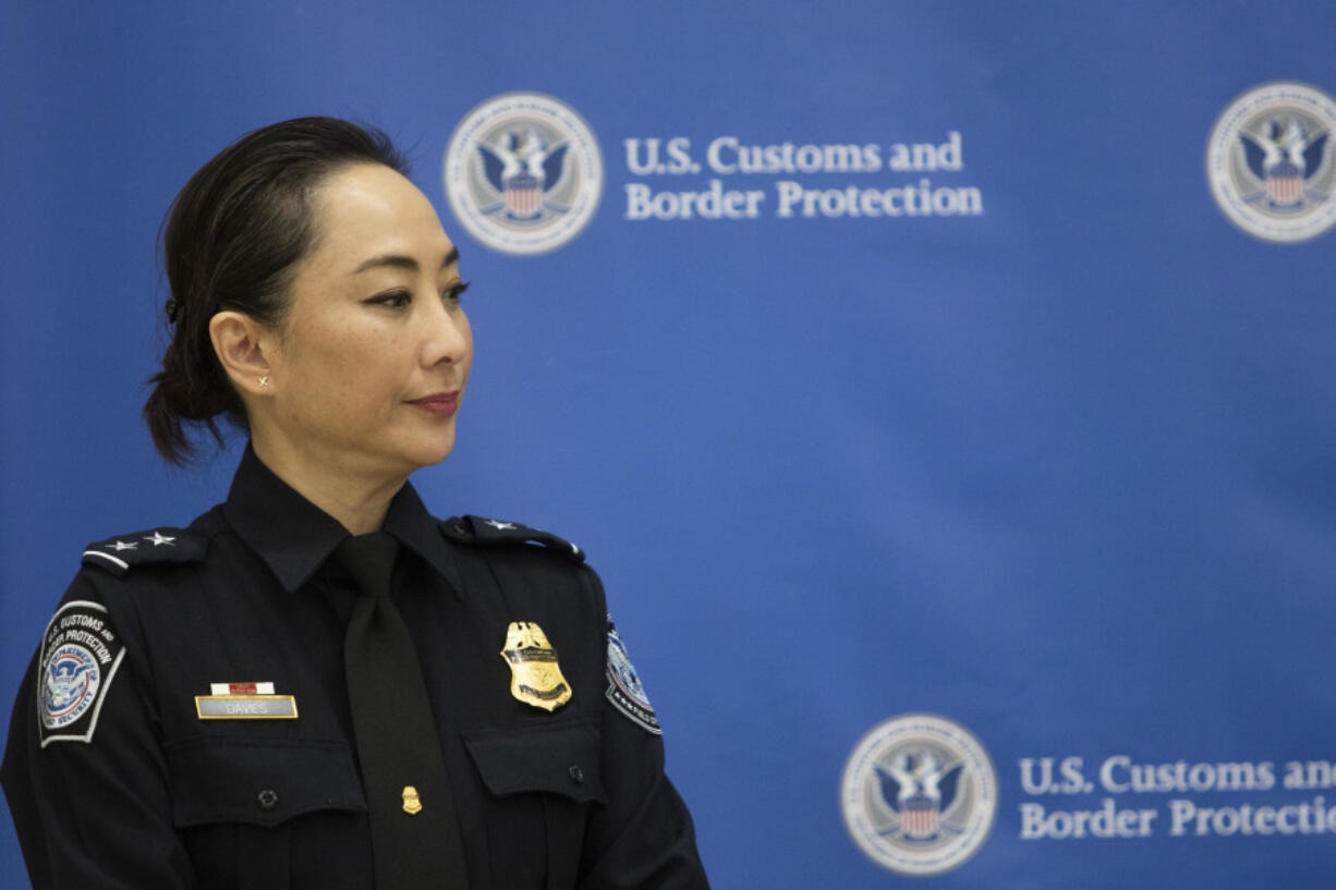Cheryl Davies, lead Super Bowl 58 field coordinator for U.S. Customs and Border Protection attends a news conference on security measures for Super Bowl Week, Monday, Feb. 5, 2024, in Las Vegas.