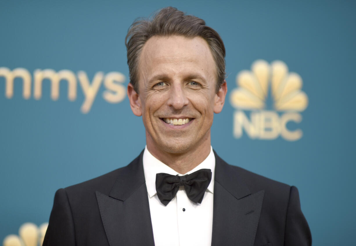 FILE - Seth Meyers arrives at the 74th Primetime Emmy Awards on Monday, Sept. 12, 2022, in Los Angeles.