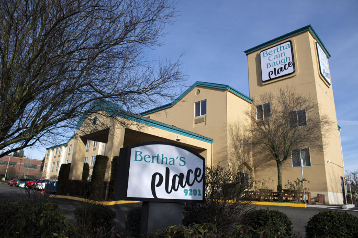 A former Howard Johnson&rsquo;s hotel near Vancouver Mall converted into Bertha&rsquo;s Place, a homeless shelter, which opened in late 2021.