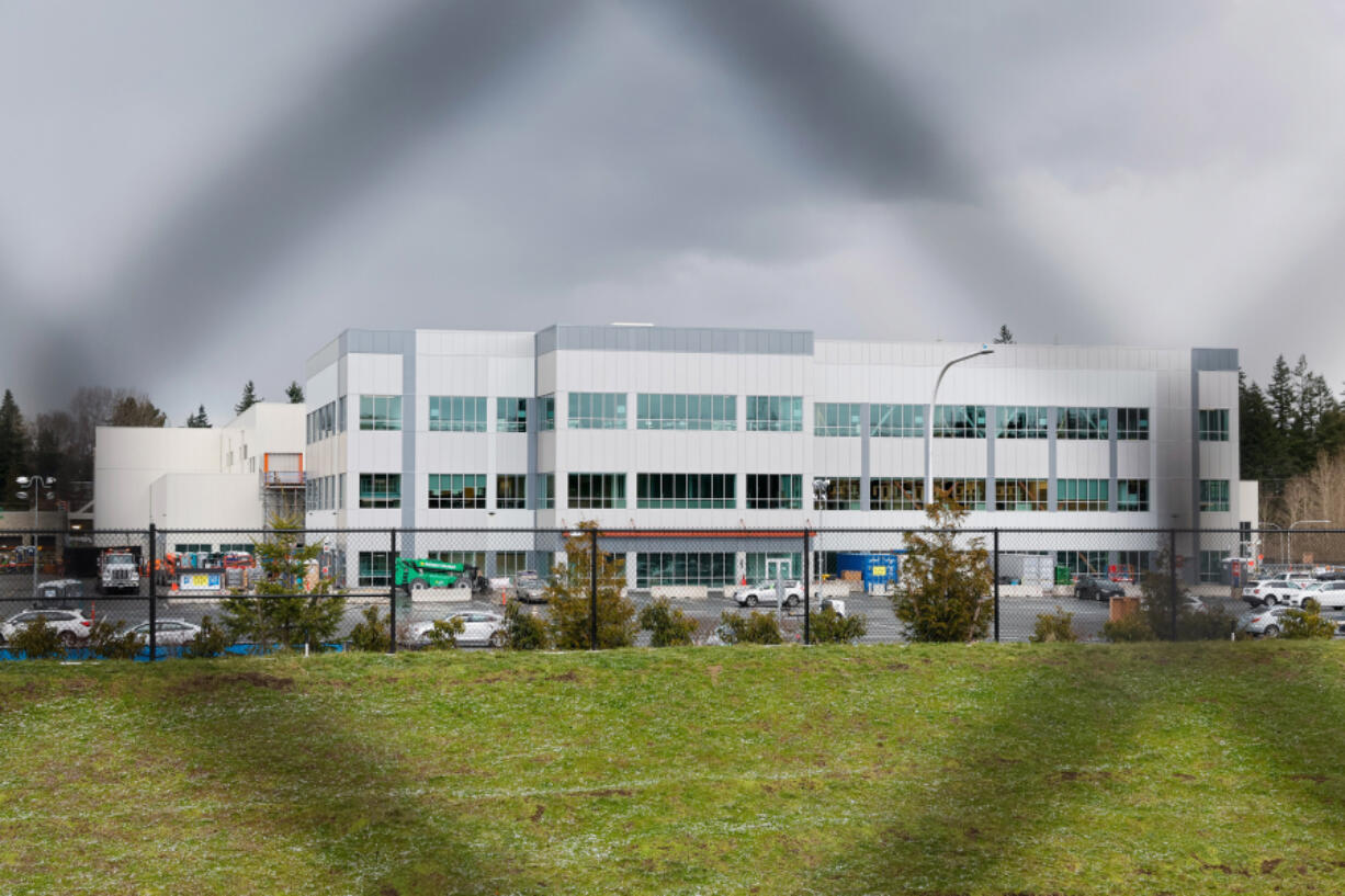 Pfizer, which owns Seagen, is shutting down the plant project that Seagen began construction of 2022, here on March 4, 2024, in Everett, Washington.