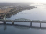 The Interstate 5 Bridge crosses the Columbia River.