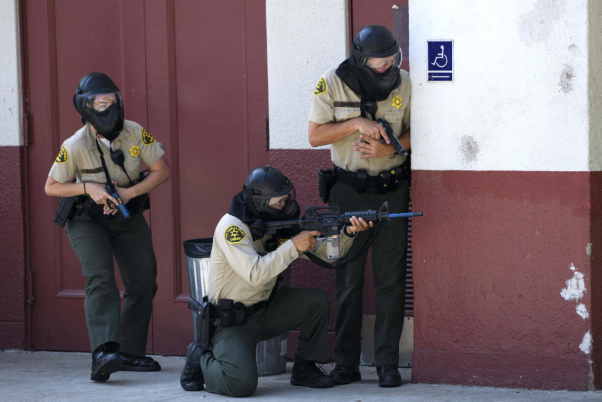 Los Angeles Sheriff&rsquo;s deputies participate in an active shooter drill in a high school near Los Angeles, on Aug.16, 2018.