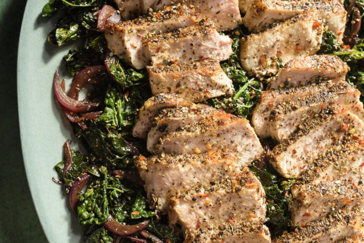 Pork With Kale, Red Wine and Toasted Garlic (Milk Street)