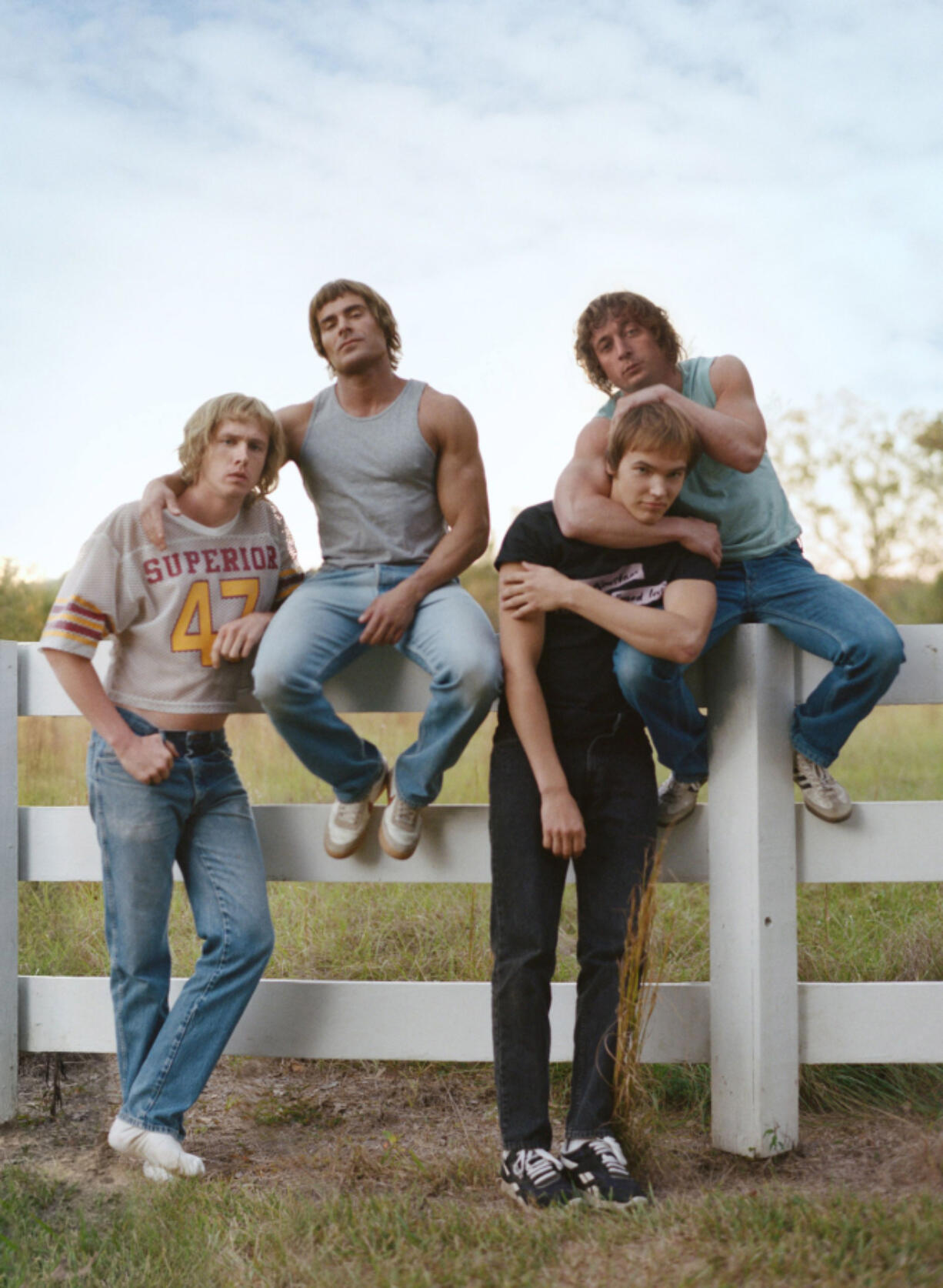 From left, Harris Dickinson, Zac Efron, Stanley Simons and Jeremy Allen White in &Ccedil;&fnof;&uacute;The Iron Claw.&Ccedil;&fnof;&ugrave; (Eric Chakeen/A24/TNS)