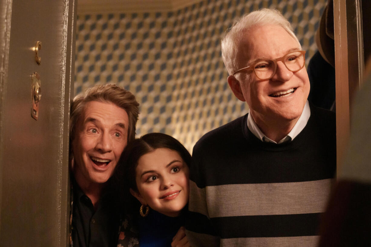 From left, Martin Short, Selena Gomez and Steve Martin in Season 2 of &ldquo;Only Murders in the Building,&rdquo; which will eventually air on ABC.