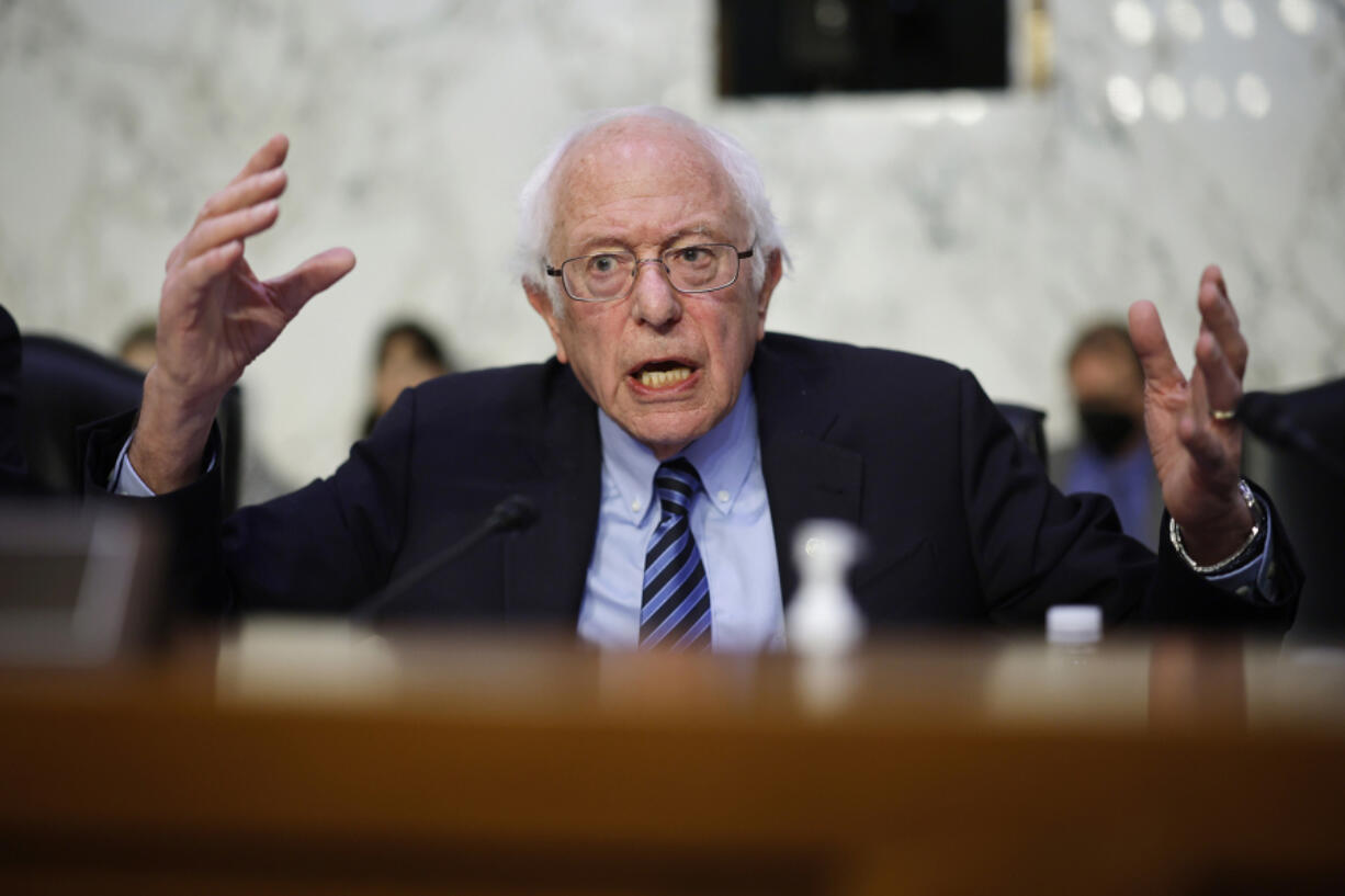 Senate Health, Education, Labor, and Pensions Committee Chairman Bernie Sanders (I-VT) delivers opening remarks during a hearing with Moderna CEO Stephane Bancel in the Hart Senate Office Building on Capitol Hill on March 22, 2023, in Washington, D.C.